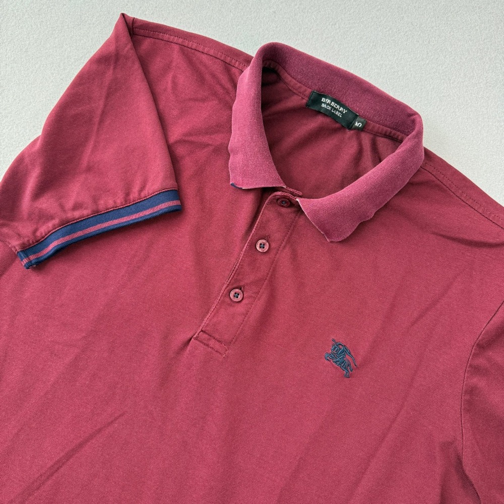 Burberry Black Label Polo Shirt Short Sleeve Size 5 Burgundy Embroided Logo